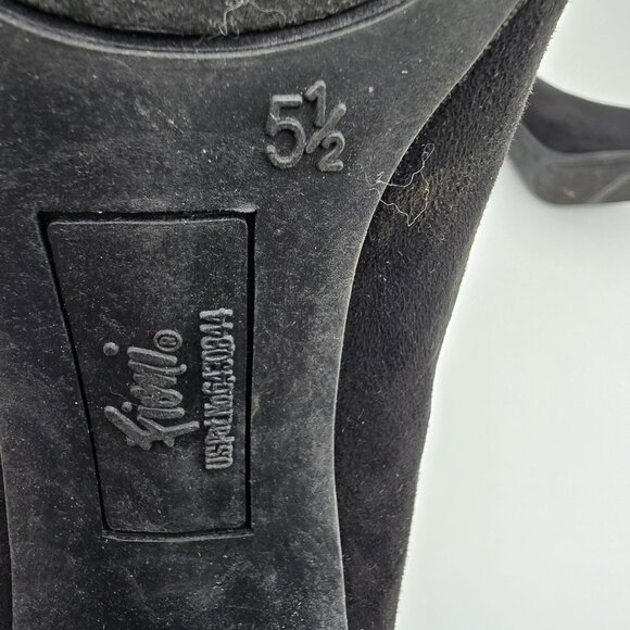 Fioni Womens Black Suede Heels Size 5.5 Block Heel Round Toe Pre-Owned Shoes - Picture 6 of 7